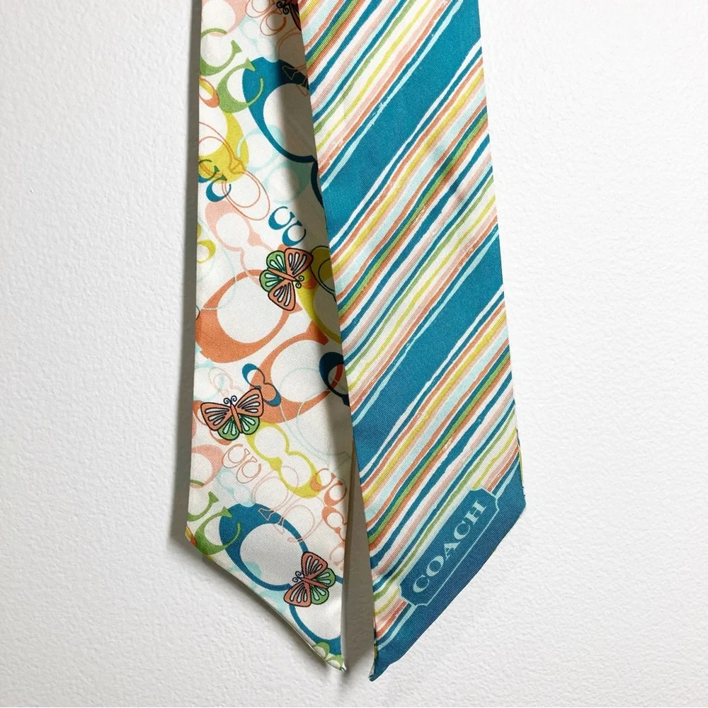Rare Coach Vintage Limited Edition Multicolored Butterfly Reversible Silk Scarf - Picture 5 of 8